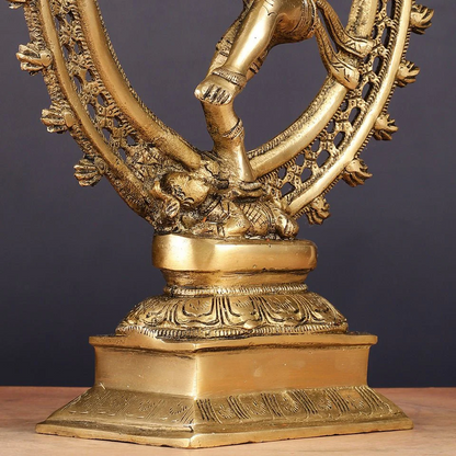 Brassaura™ Brass Lord Shiva Nataraja Statue | Handcrafted Cosmic Dance Idol | Weight 3.5 Kgs | Height 13.5 Inches