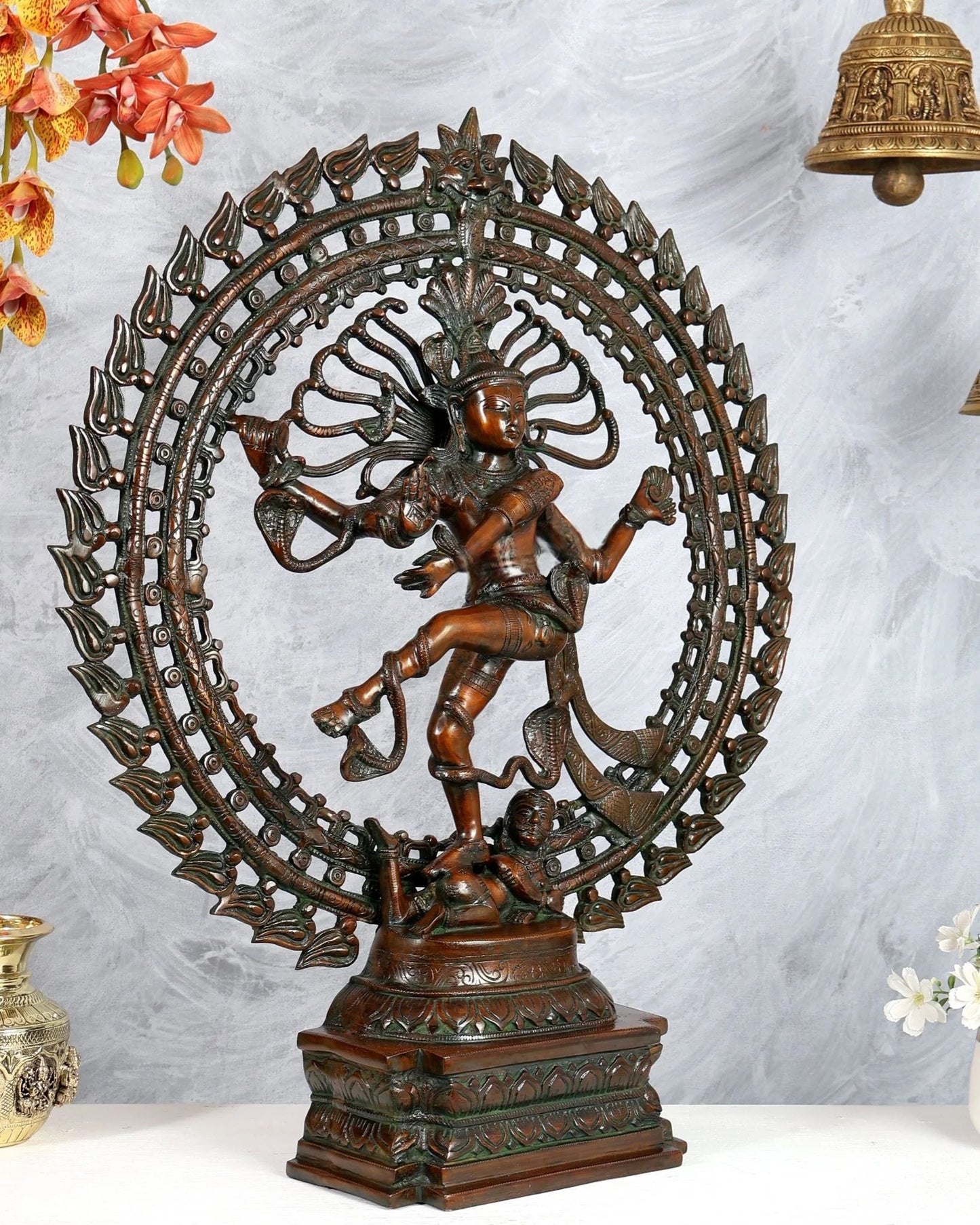 Brassaura® Brass Dual Fire Ring Nataraja Statue | Height 27 Inches