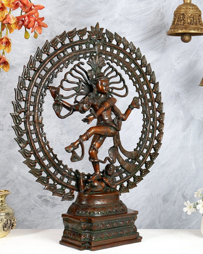 Brassaura® Brass Dual Fire Ring Nataraja Statue | Height 27 Inches