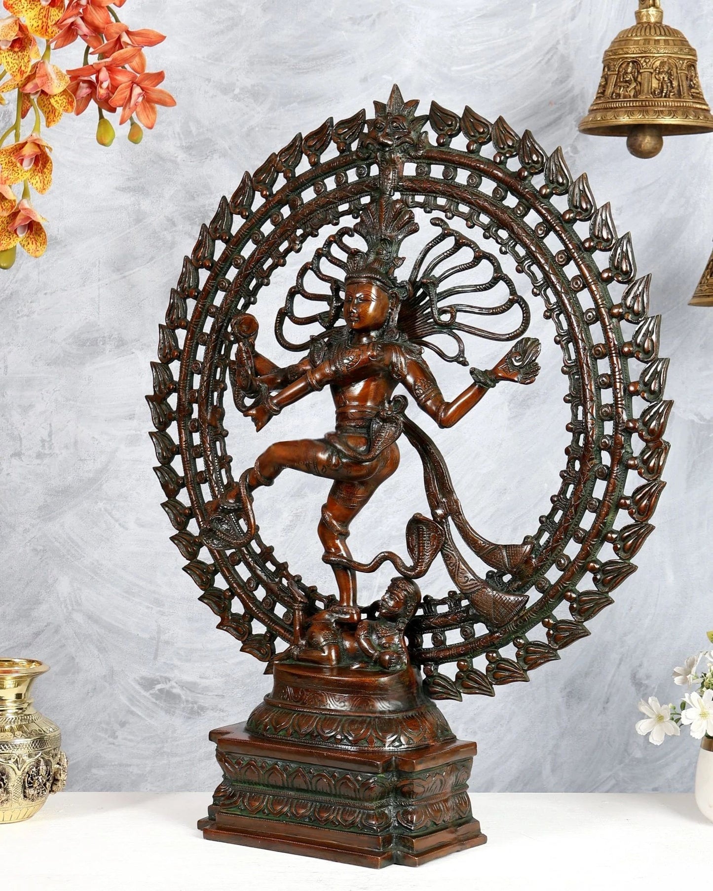 Brassaura® Brass Dual Fire Ring Nataraja Statue | Height 27 Inches