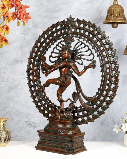 Brassaura® Brass Dual Fire Ring Nataraja Statue | Height 27 Inches