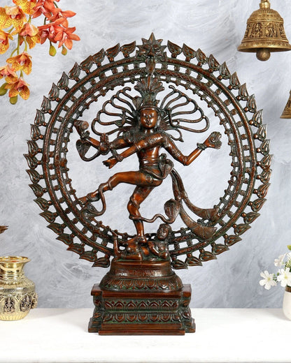 Brassaura® Brass Dual Fire Ring Nataraja Statue | Height 27 Inches