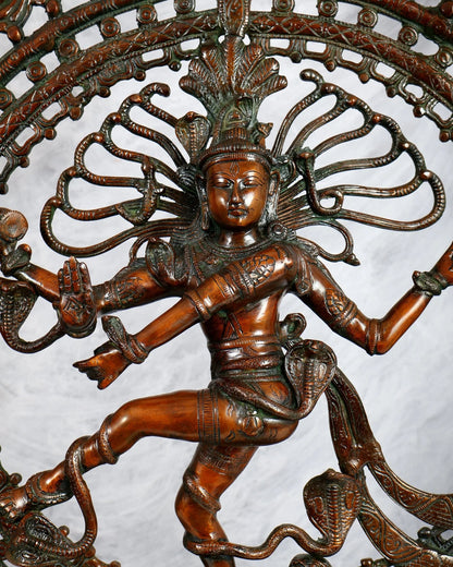 Brassaura® Brass Dual Fire Ring Nataraja Statue | Height 27 Inches