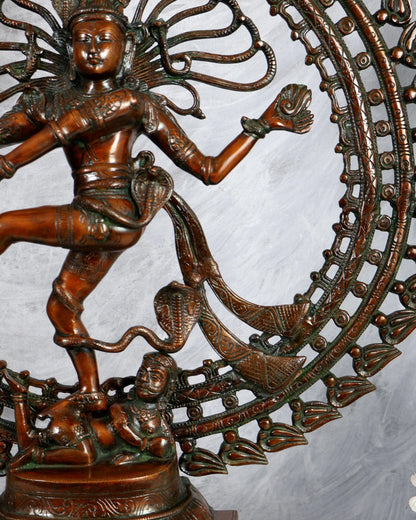 Brassaura® Brass Dual Fire Ring Nataraja Statue | Height 27 Inches
