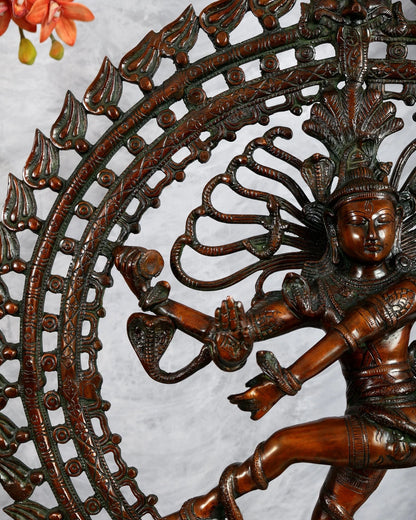 Brassaura® Brass Dual Fire Ring Nataraja Statue | Height 27 Inches