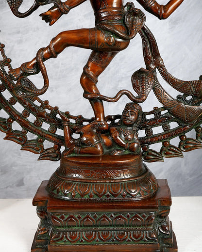 Brassaura® Brass Dual Fire Ring Nataraja Statue | Height 27 Inches