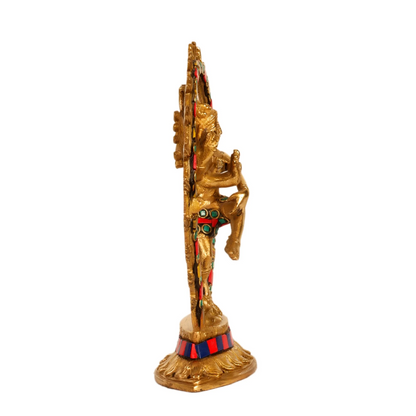 Brassaura™ Brass Multicolor Stone Handwork Nataraja Idol | Height 8.5 Inches & Weight 1.2 Kgs