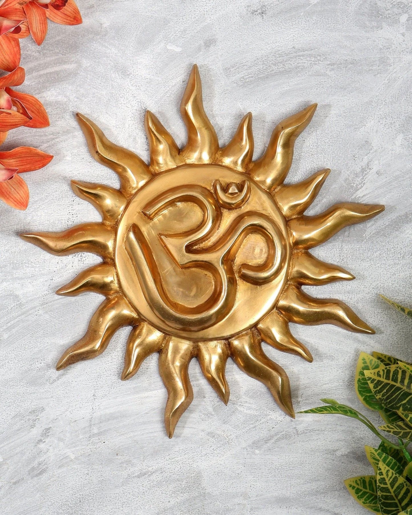 Brassaura® Brass Om Surya Dev Wall Hanging | Height 12 Inches