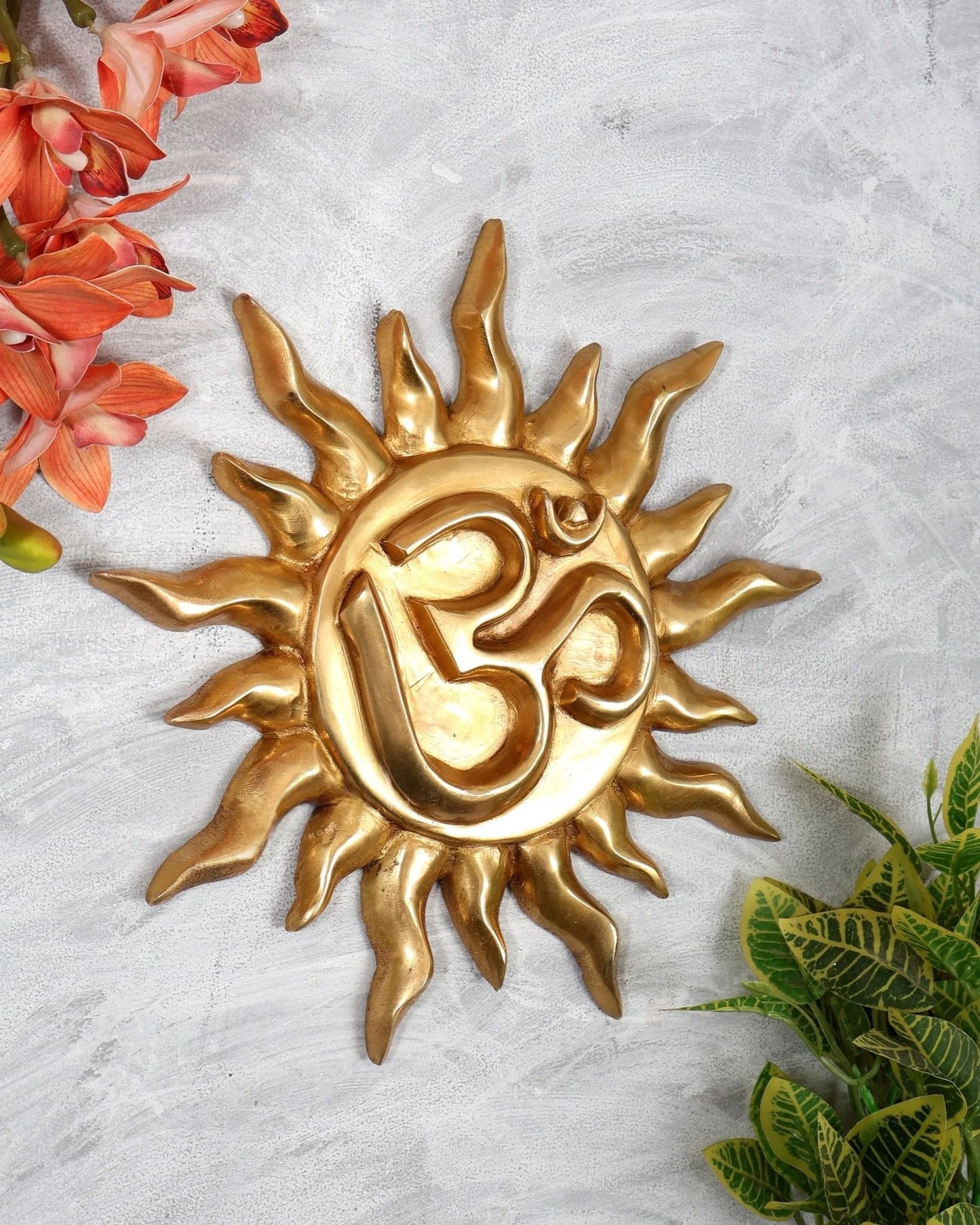 Brassaura® Brass Om Surya Dev Wall Hanging | Height 12 Inches