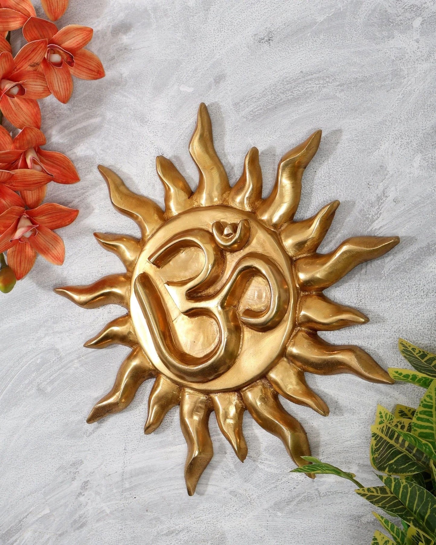 Brassaura® Brass Om Surya Dev Wall Hanging | Height 12 Inches