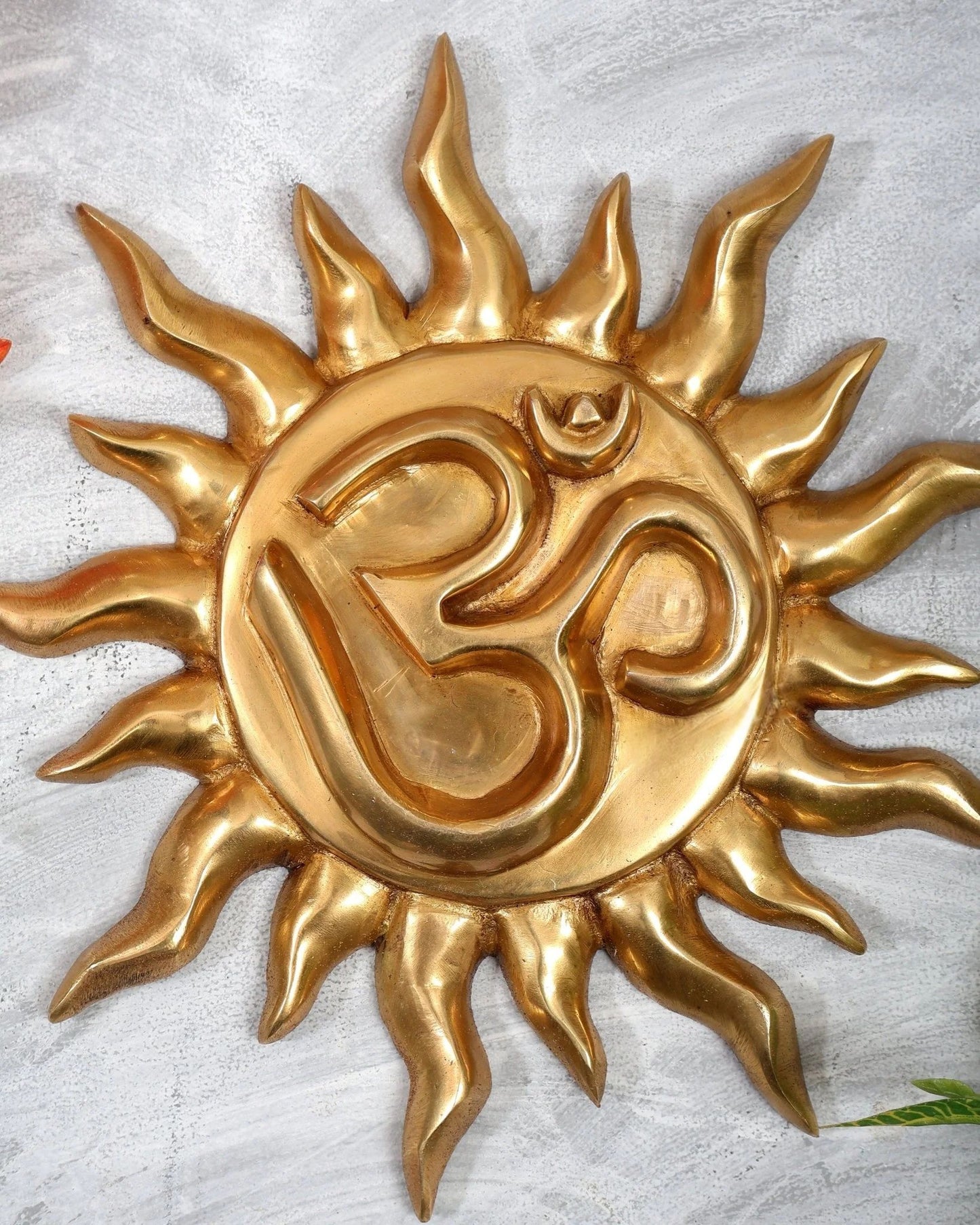 Brassaura® Brass Om Surya Dev Wall Hanging | Height 12 Inches