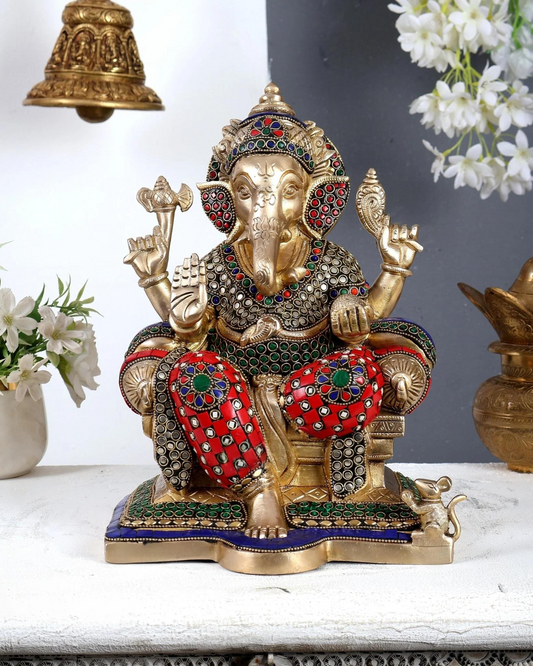 ब्रासोरा® वृंदावन वेणुगोपाल कृष्ण पीतल की प्रतिमा मोर के साथ | एंटीक नीला और सुनहरा रंग | ऊँचाई 20 इंच