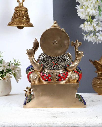 ब्रासोरा® वृंदावन वेणुगोपाल कृष्ण पीतल की प्रतिमा मोर के साथ | एंटीक नीला और सुनहरा रंग | ऊँचाई 20 इंच