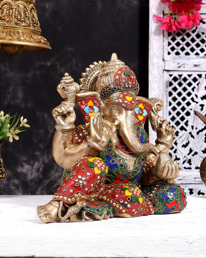 ब्रासोरा® वृंदावन वेणुगोपाल कृष्ण पीतल की प्रतिमा मोर के साथ | एंटीक नीला और सुनहरा रंग | ऊँचाई 20 इंच