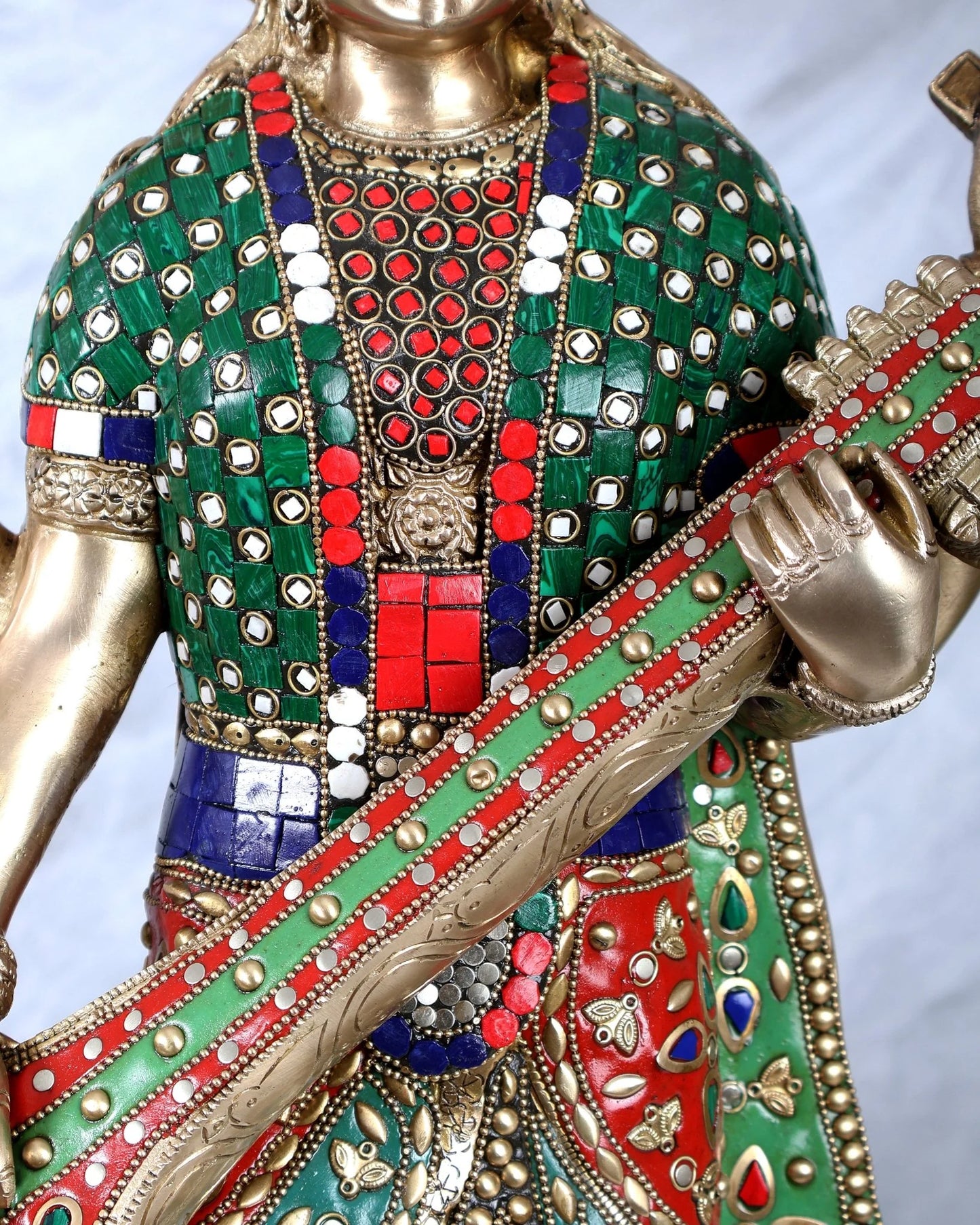 ब्रासोरा® वृंदावन वेणुगोपाल कृष्ण पीतल की प्रतिमा मोर के साथ | एंटीक नीला और सुनहरा रंग | ऊँचाई 20 इंच