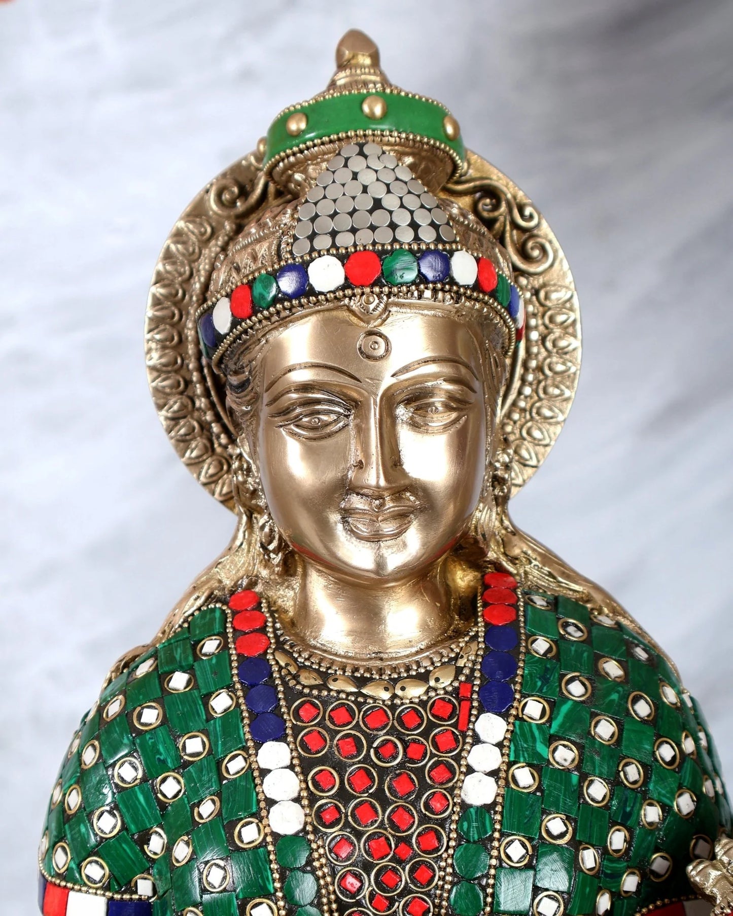 ब्रासोरा® वृंदावन वेणुगोपाल कृष्ण पीतल की प्रतिमा मोर के साथ | एंटीक नीला और सुनहरा रंग | ऊँचाई 20 इंच