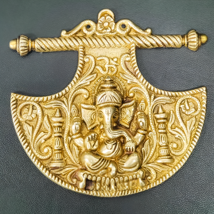 Brassaura® Superfine Brass Ganesha Antique Style Wall Hanging | Height 10 Inches