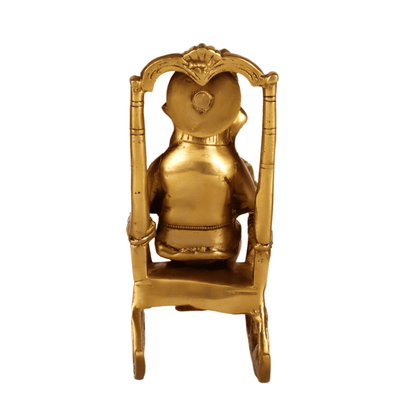 Brassaura® Brass Ganesha on Rocking Chair Reading Mahabharata | Height 7.5 Inches
