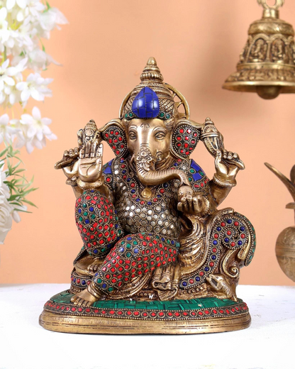 ब्रासोरा® वृंदावन वेणुगोपाल कृष्ण पीतल की प्रतिमा मोर के साथ | एंटीक नीला और सुनहरा रंग | ऊँचाई 20 इंच