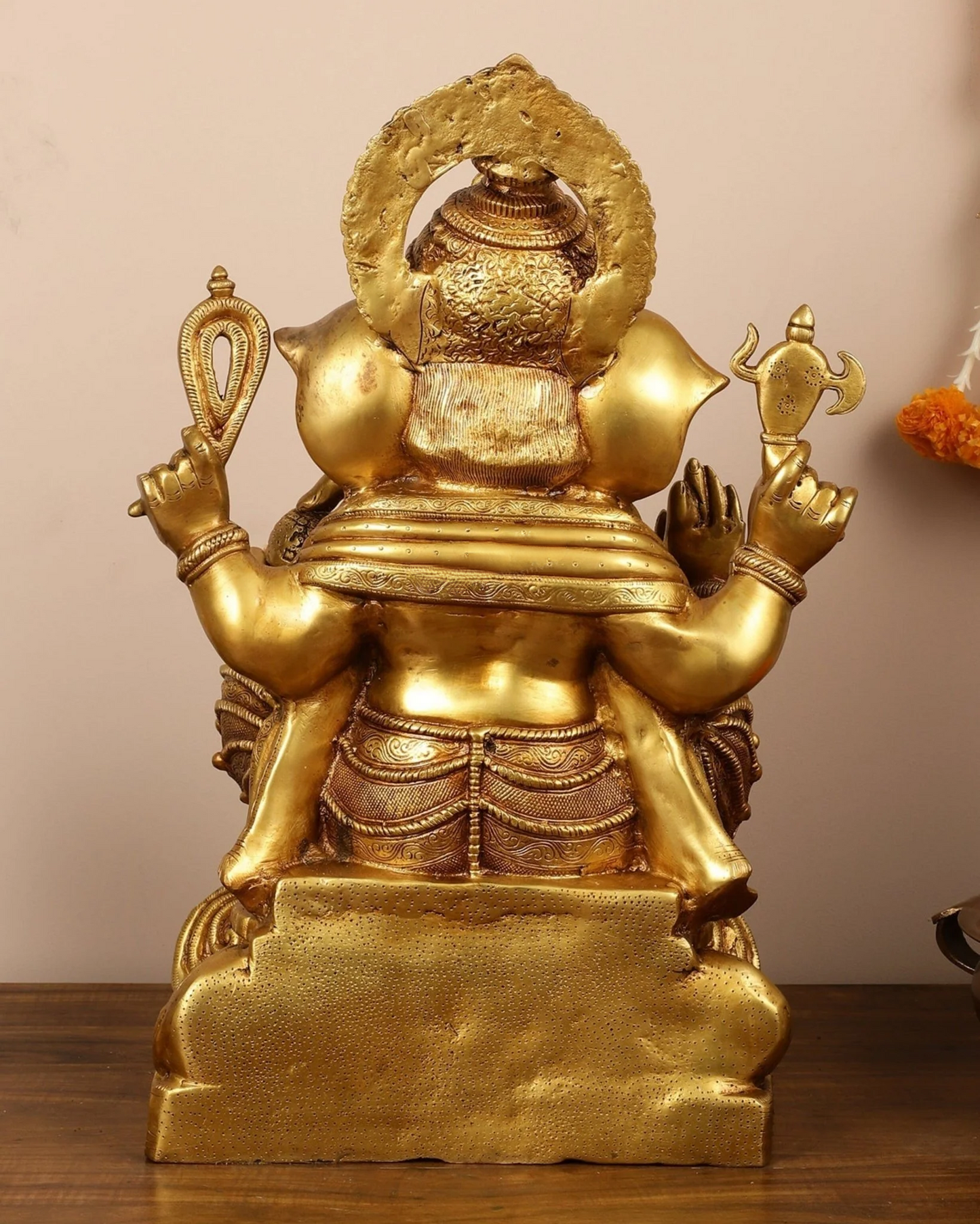 Brassaura™ Pure Brass Superfine Lord Ganesha Idol | Handcrafted Divine Showpiece | Weight 26 Kgs | Height 22 Inches