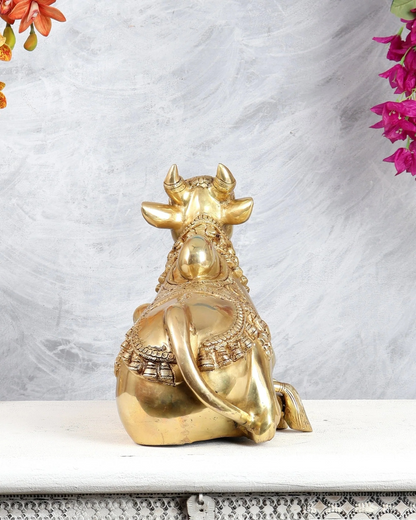 ब्रासोरा® वृंदावन वेणुगोपाल कृष्ण पीतल की प्रतिमा मोर के साथ | एंटीक नीला और सुनहरा रंग | ऊँचाई 20 इंच