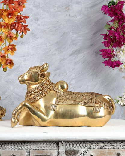 ब्रासोरा® वृंदावन वेणुगोपाल कृष्ण पीतल की प्रतिमा मोर के साथ | एंटीक नीला और सुनहरा रंग | ऊँचाई 20 इंच