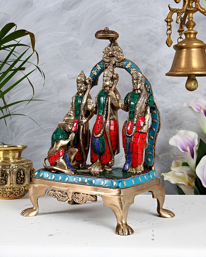 Brassaura® Brass Ram Darbar Idol | Height 13.5 Inches