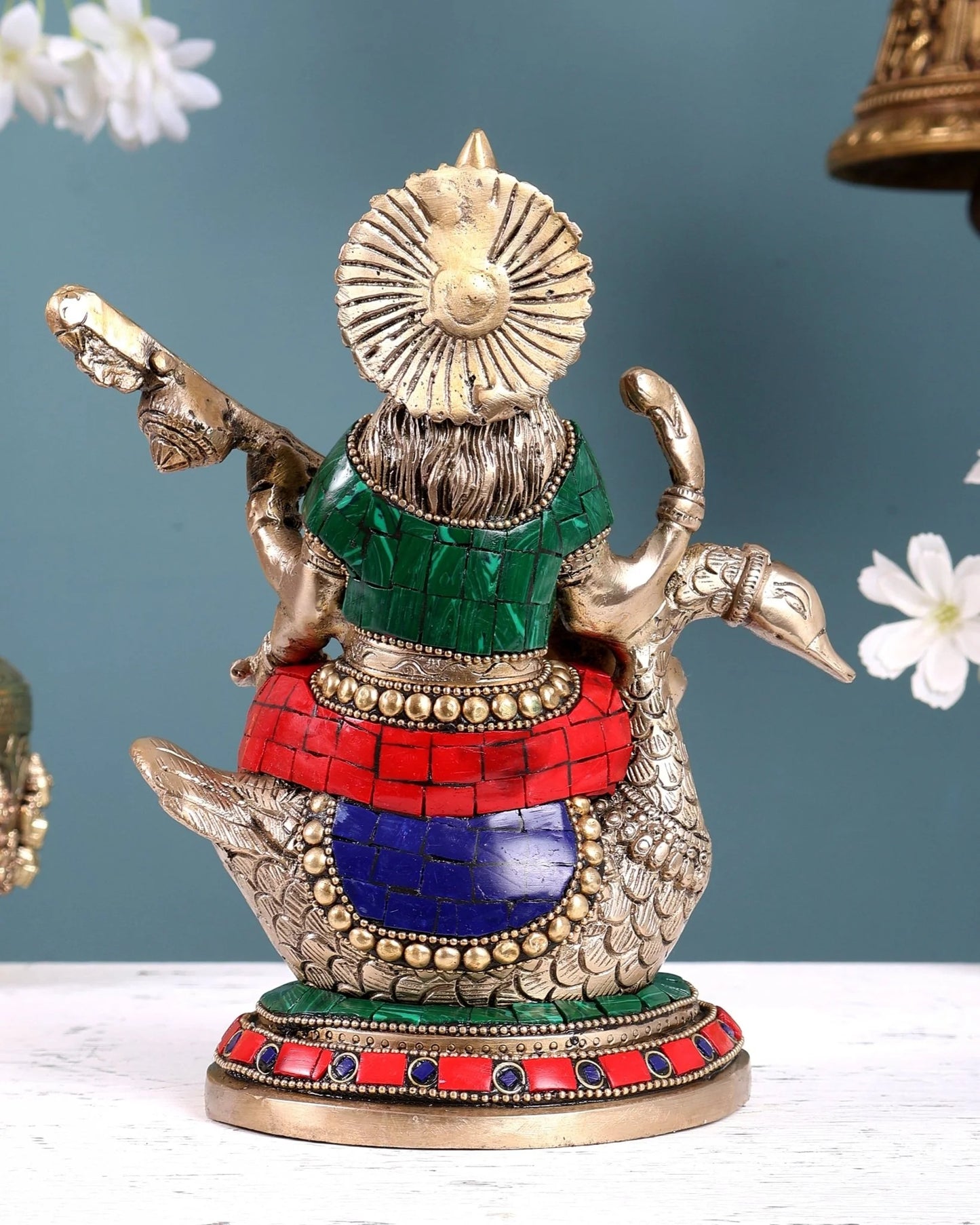 Brassaura® Brass Superfine Saraswati Idol | Height 8.5 Inches