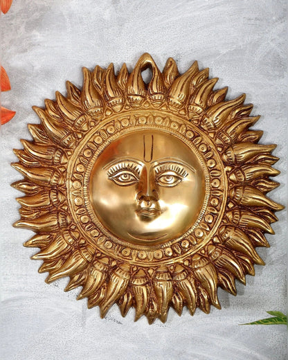 Brassaura® Brass Surya Dev Wall Hanging | Height 9 Inches
