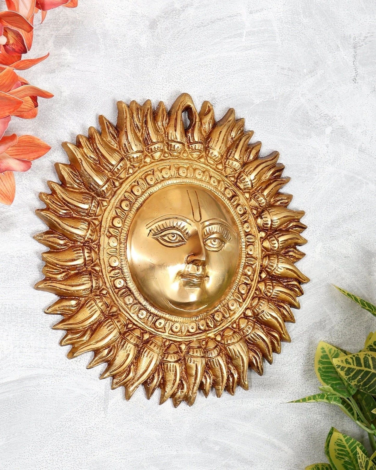 Brassaura® Brass Surya Dev Wall Hanging | Height 9 Inches