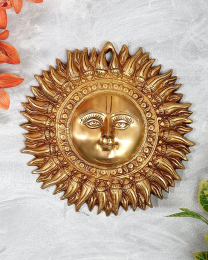 Brassaura® Brass Surya Dev Wall Hanging | Height 9 Inches
