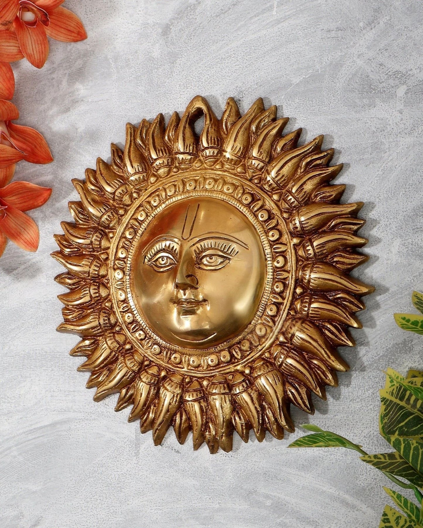 Brassaura® Brass Surya Dev Wall Hanging | Height 9 Inches