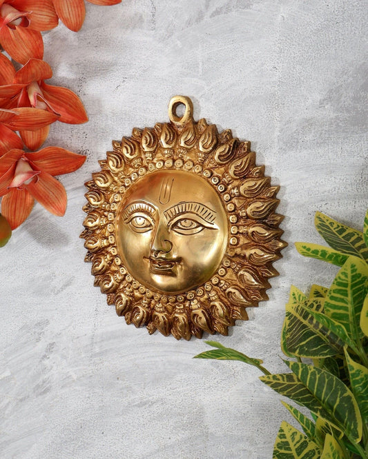 Brassaura® Brass Surya Dev Wall Hanging | Height 6 Inches