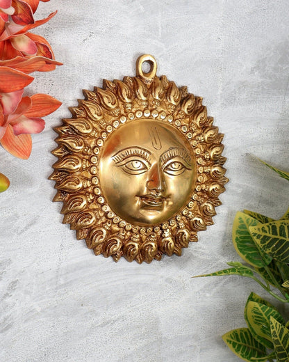 Brassaura® Brass Surya Dev Wall Hanging | Height 6 Inches