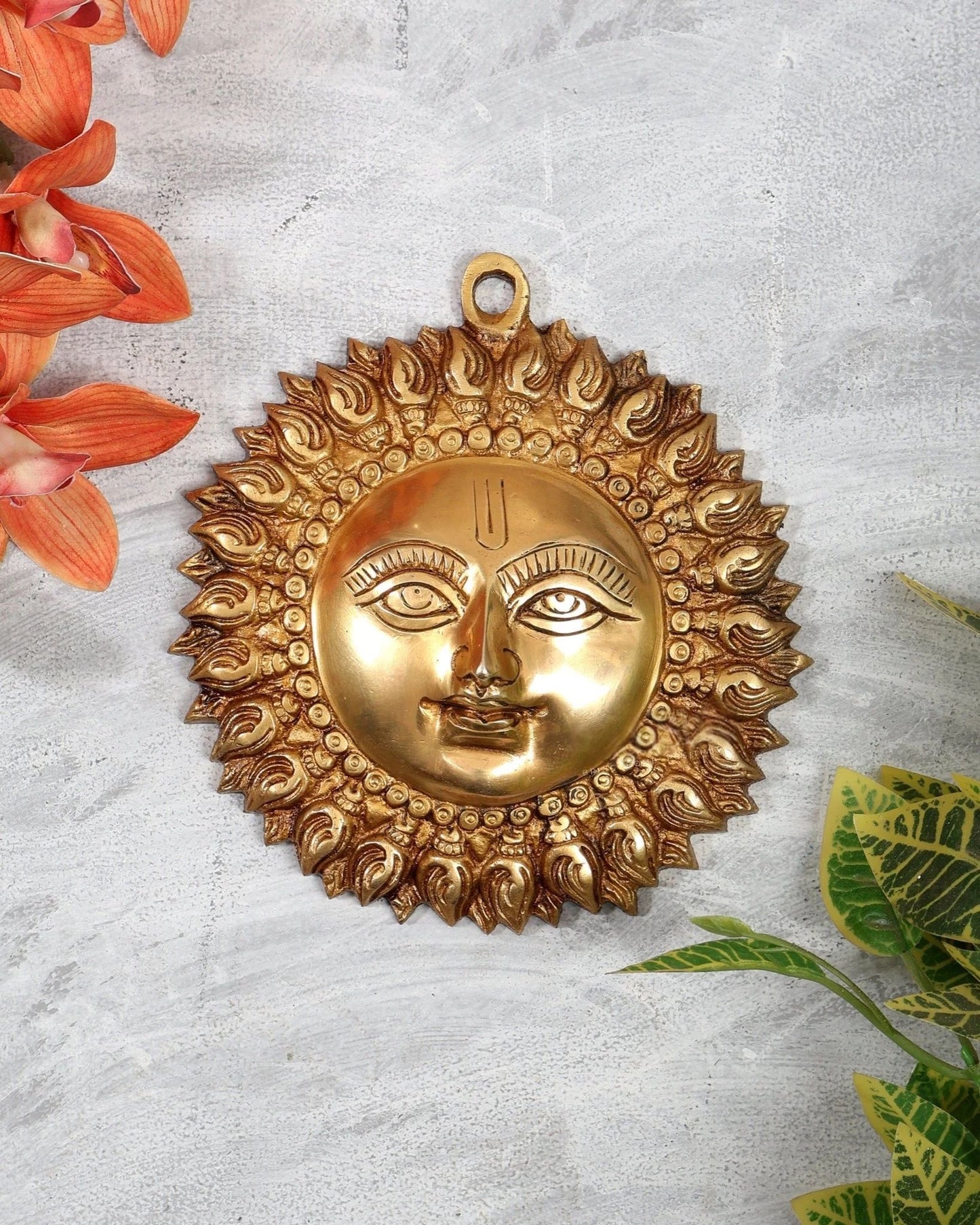 Brassaura® Brass Surya Dev Wall Hanging | Height 6 Inches