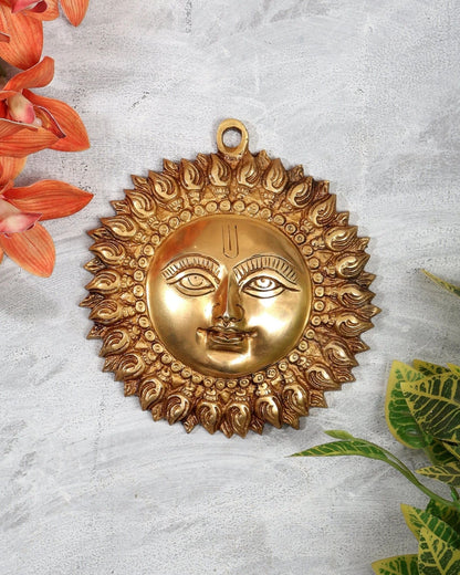 Brassaura® Brass Surya Dev Wall Hanging | Height 6 Inches