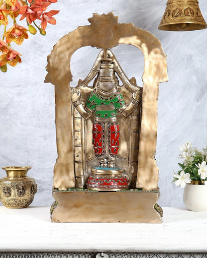 Brassaura® Brass Tirupati Balaji Venkateshwara Swamy Statue with Prabhavali | Height 20 Inches
