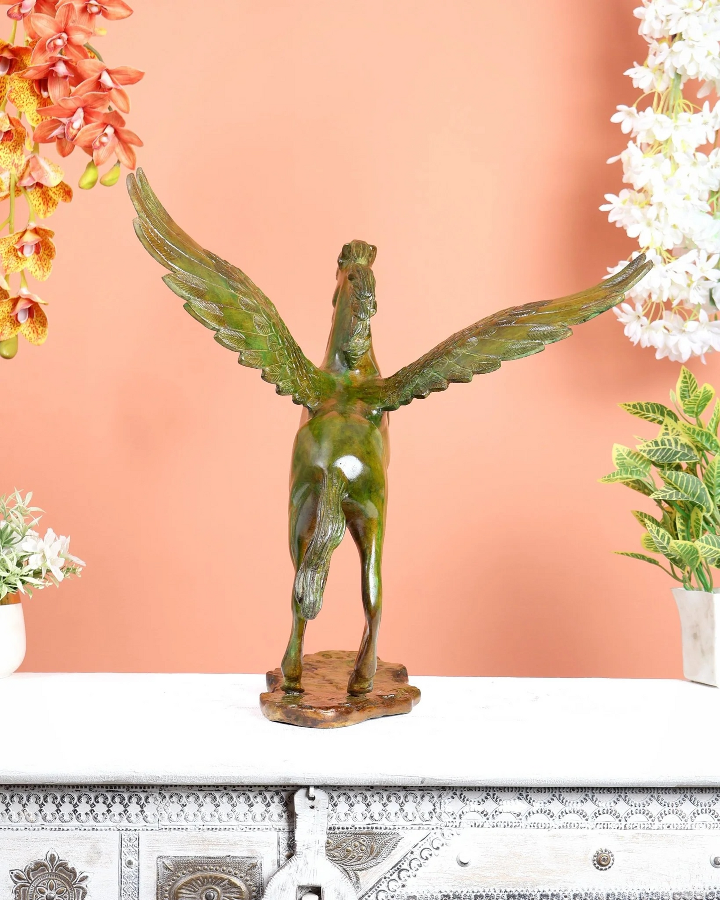 Brassaura® Brass Uchchaihshravas Celestial Horse Statue | Height 16.5 Inches