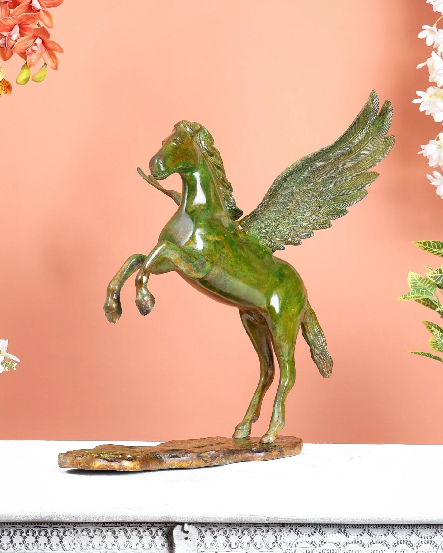 Brassaura® Brass Uchchaihshravas Celestial Horse Statue | Height 16.5 Inches