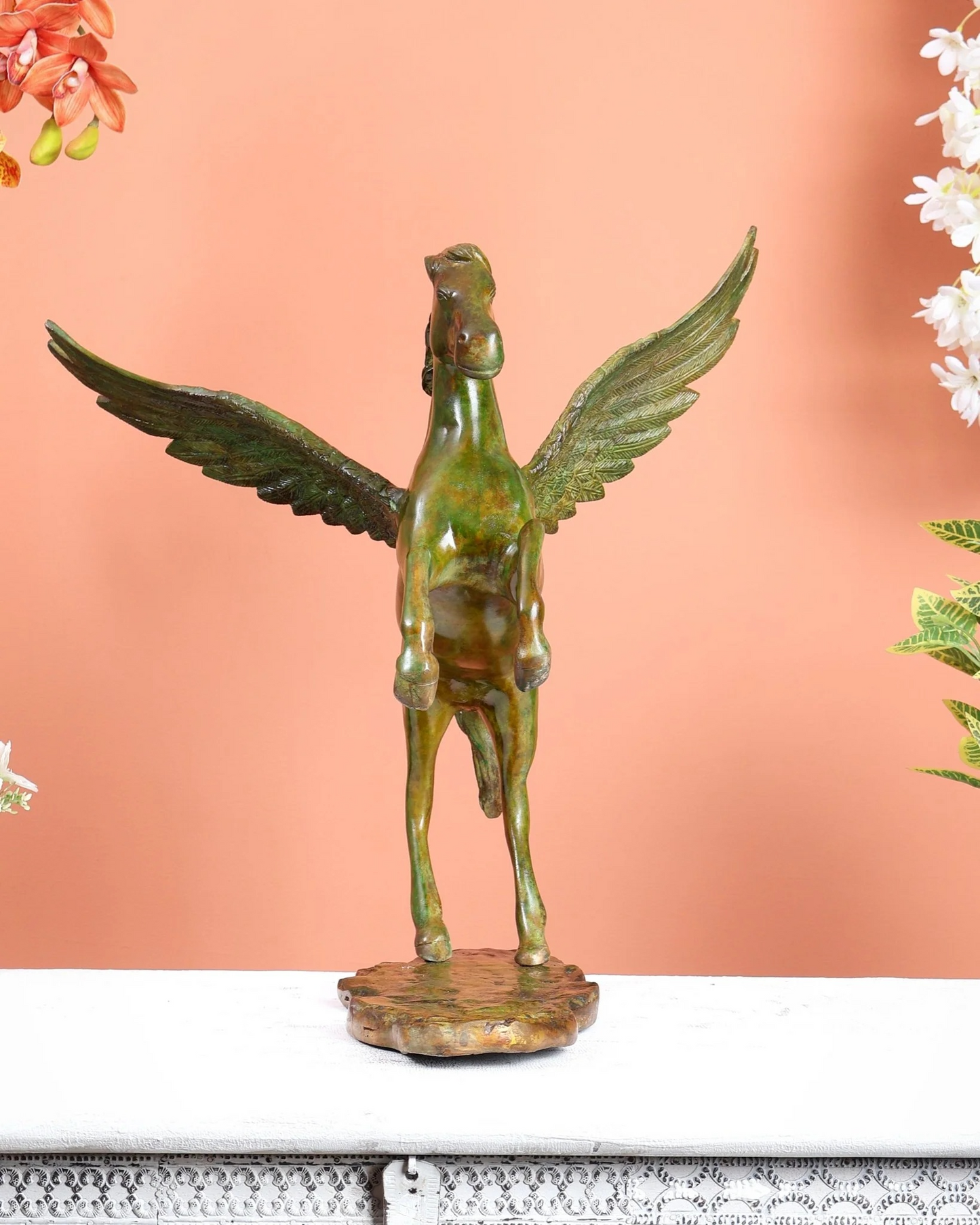 Brassaura® Brass Uchchaihshravas Celestial Horse Statue | Height 16.5 Inches