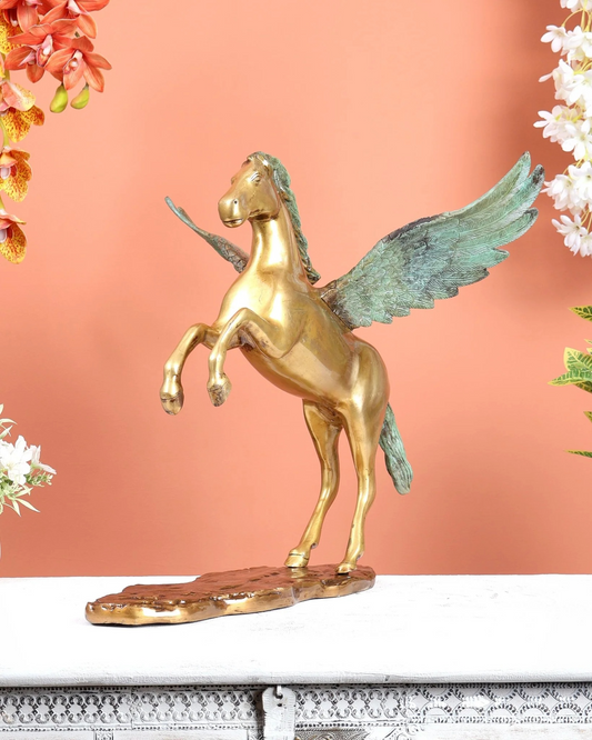 Brassaura® Brass Uchchaihshravas Celestial Horse Statue | Height 16.5 Inches