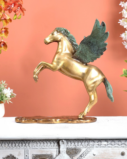 Brassaura® Brass Uchchaihshravas Celestial Horse Statue | Height 16.5 Inches