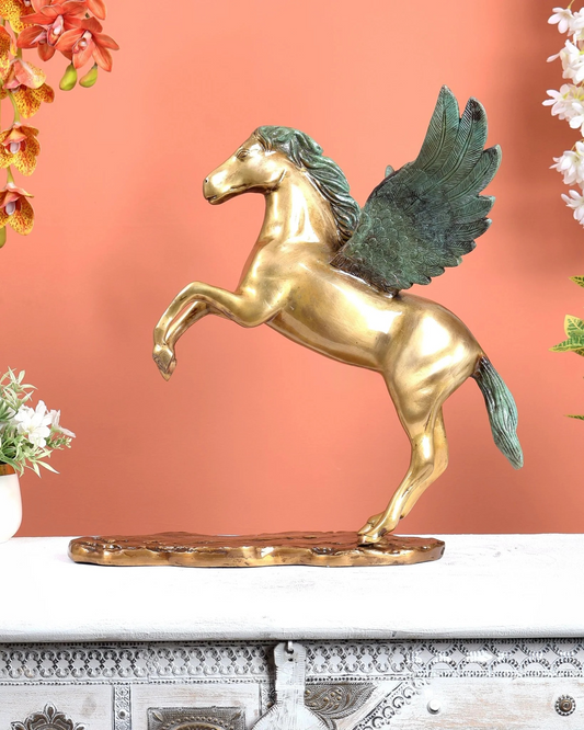 Brassaura® Brass Uchchaihshravas Celestial Horse Statue | Height 16.5 Inches