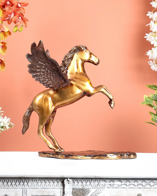 Brassaura® Brass Uchchaihshravas Celestial Horse Statue | Height 16.5 Inches