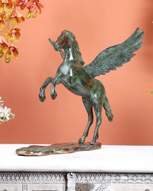 Brassaura® Brass Uchchaihshravas Celestial Horse Statue | Height 16.5 Inches