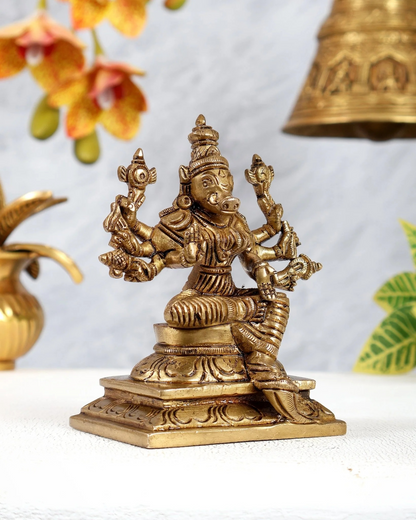 Brassaura® Brass Goddess Varahi Amman Statue | Height 4.5 Inches