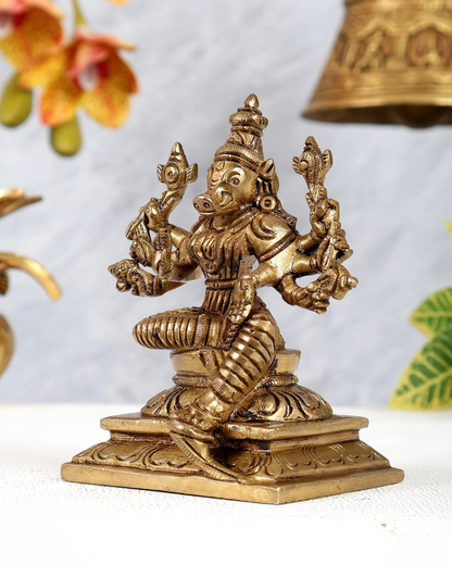 Brassaura® Brass Goddess Varahi Amman Statue | Height 4.5 Inches