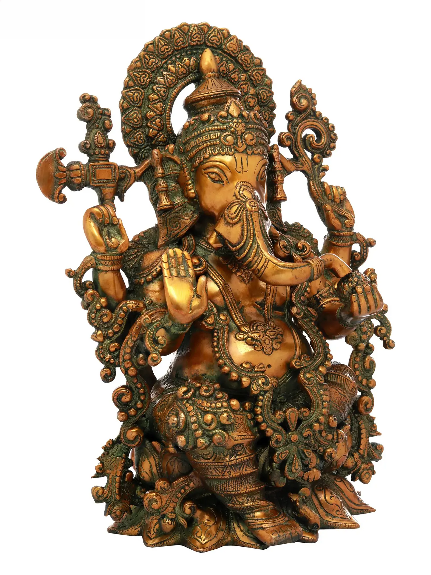 Brassaura™ Majestic Lord Ganesha Seated Idol | Height 16 Inches & Weight 12.30 kgs
