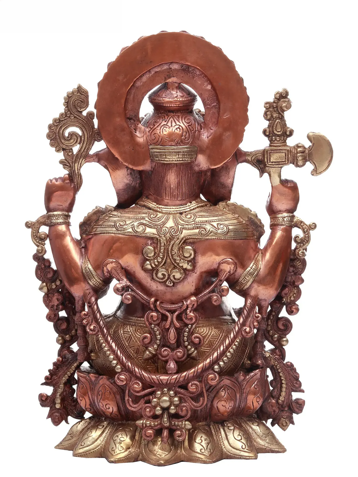 Brassaura™ Brass Lord Ganesha Sculpture in Amazing Copper Gold Finish | Height 16 Inches & Weight 12.30 kgs