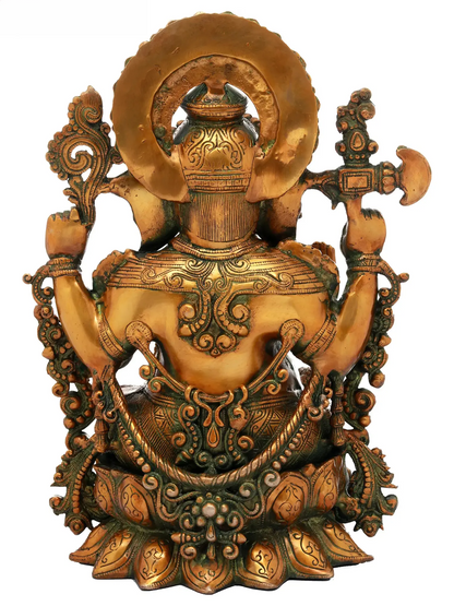 Brassaura™ Majestic Lord Ganesha Seated Idol | Height 16 Inches & Weight 12.30 kgs